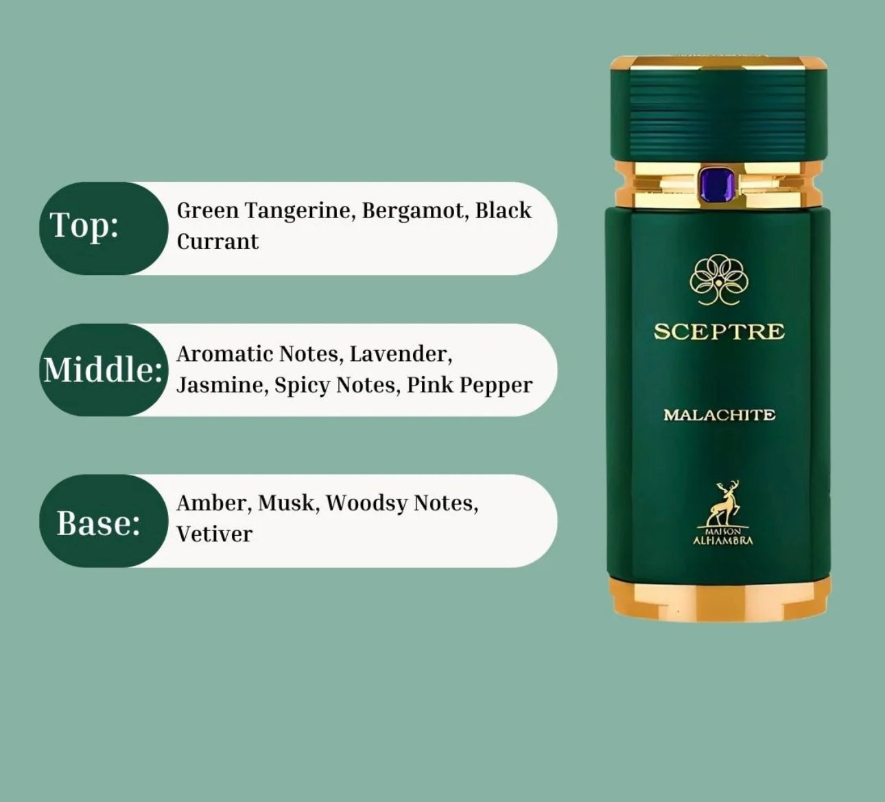 Maison Alhambra Sceptre Malachite EDP Unisex 3.4fl.oz 100ML Emar's Perfumes